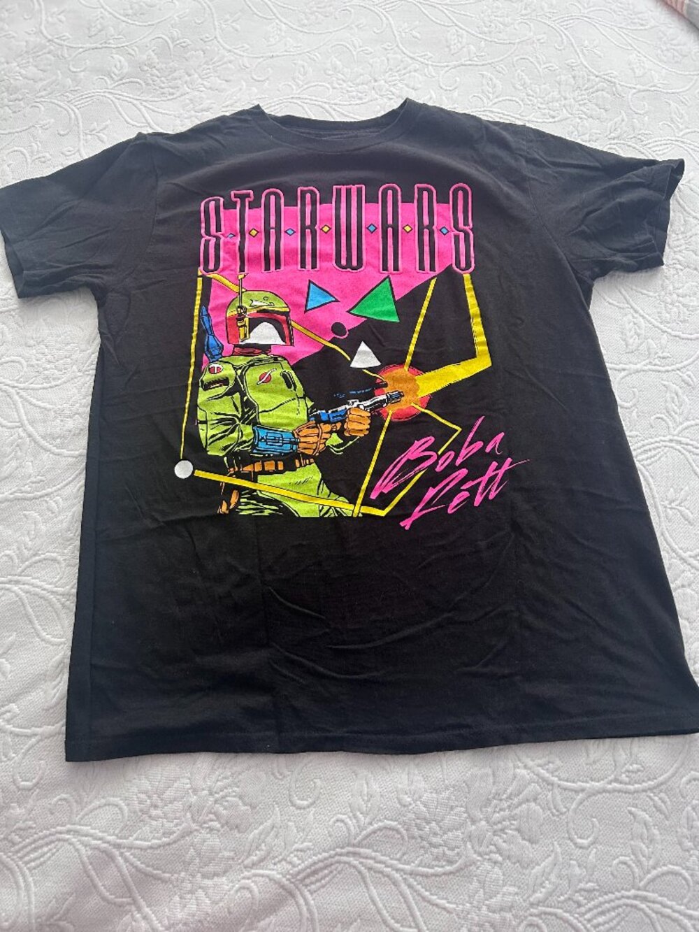Vintage Star Wars Boba Fett T-Shirt, sz Medium, 100 % Cotton, Black and Neon